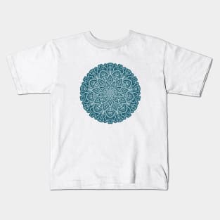 Petrol Blue Mandala Kids T-Shirt